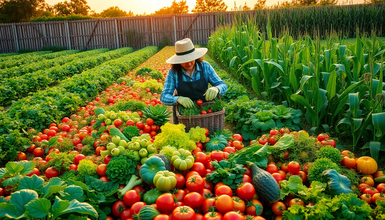 Example layout showing vegetables, herbs, and flowers in a garden